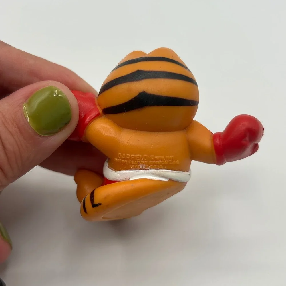 Vintage Garfield PVC Figures Set Boxer and Weightlifter 1978 1981 United Feature